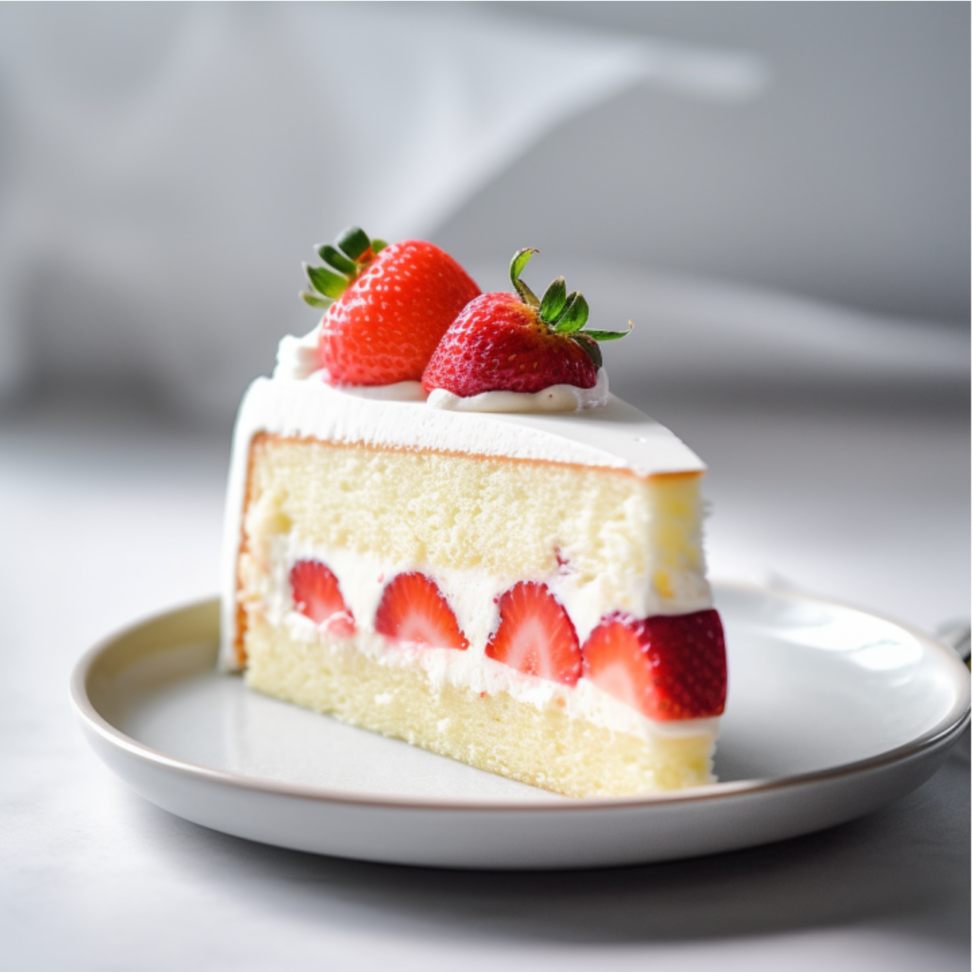 Strawberry cream cake with fresh strawberries