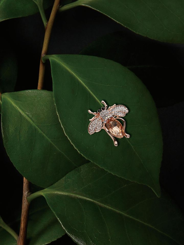 Gold Beetle Brooch with Gemstones