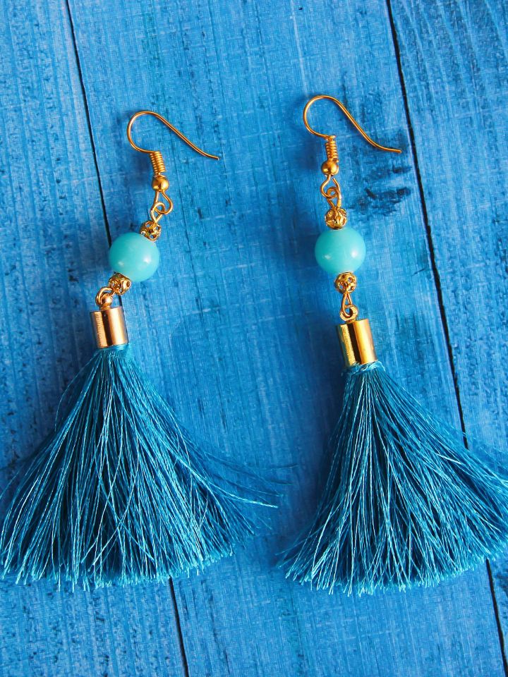 Gold Drop Earrings with Tassels