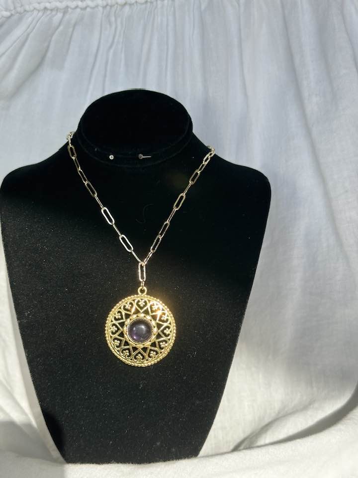 Gold Chain with Circular Pendant