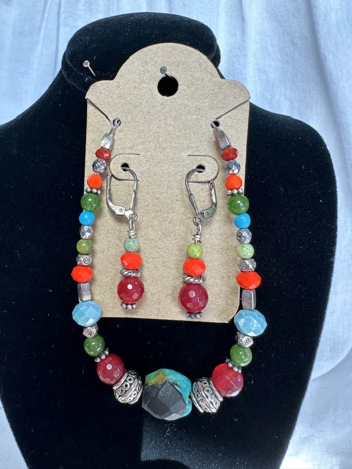 Gemstone Necklace and Earrings Set