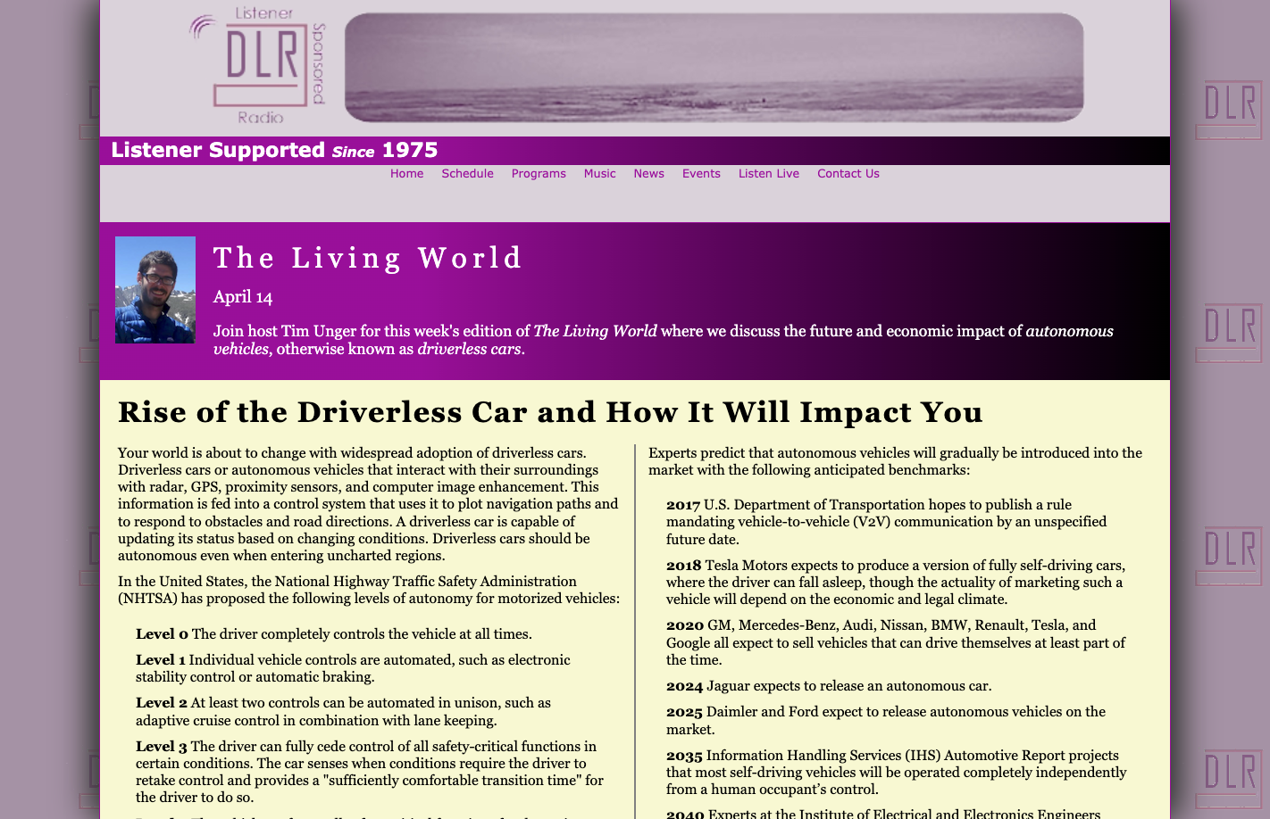 The Living World page