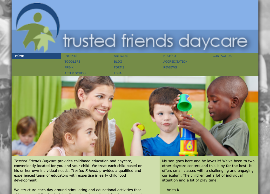 Trusted Friends Daycare page