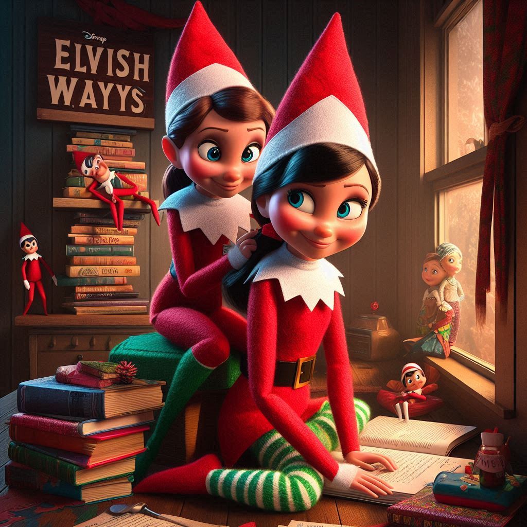 Two Pixar-animated Elf of the Shelf elves