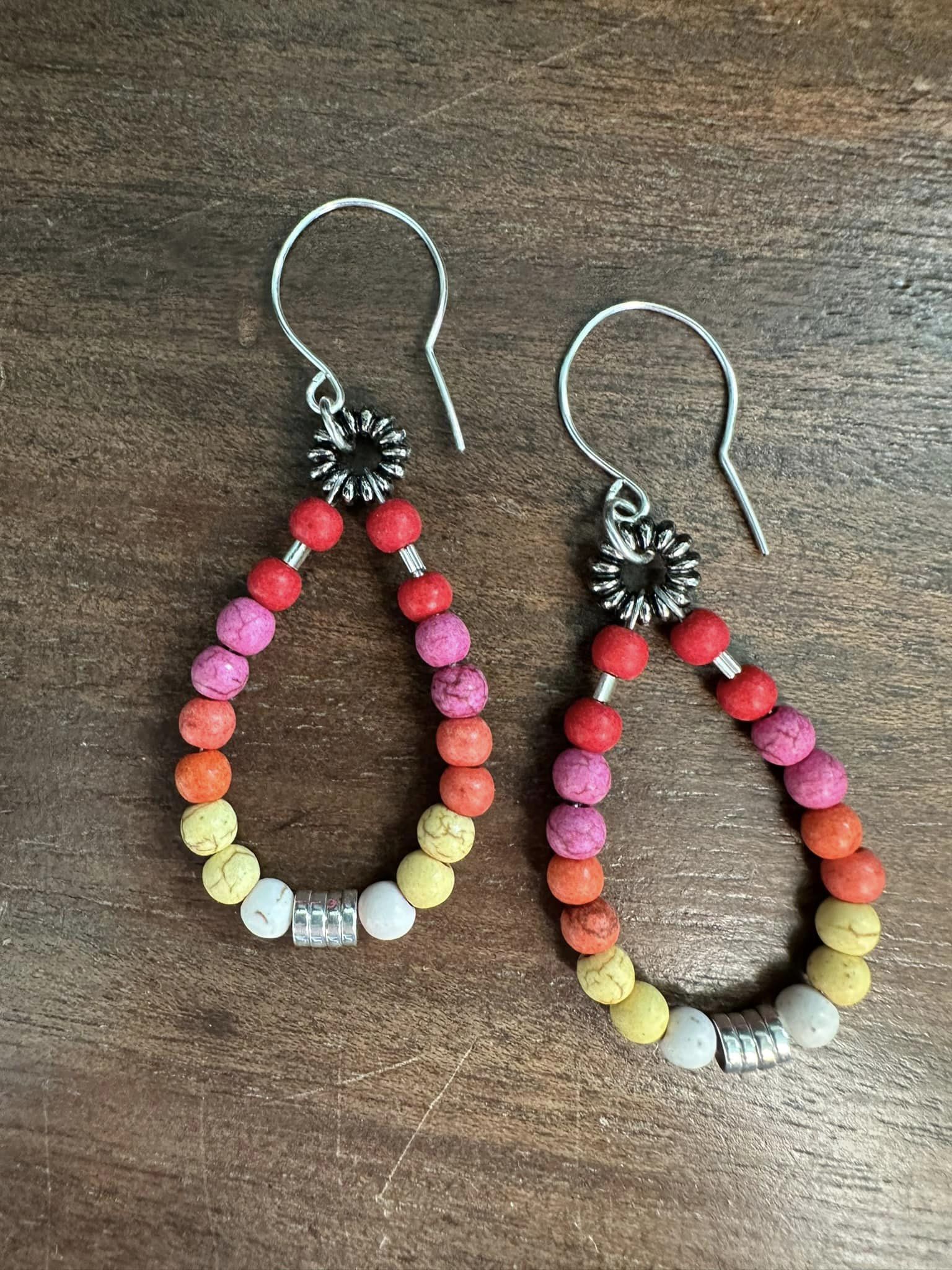 Colorful Beaded Teardrop Earrings