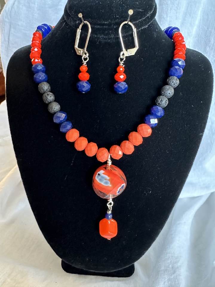 Custom Beaded Necklace and Earring Matching Set